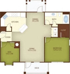 Willow Floor Plan at Stone Ridge Apartment Homes, Alabama, 36695