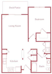 Floor Plan  Maple one bedroom one bathroom Floorplan at Northridge Heights Apartments