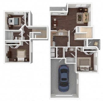 Image of 3 bedroom 2 bath apartment layout