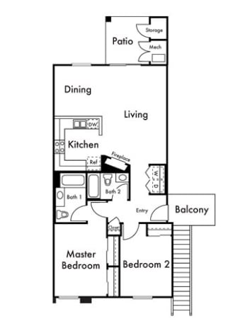 Hartford 2 Two Bedroom Two Bathroom Floor Plan