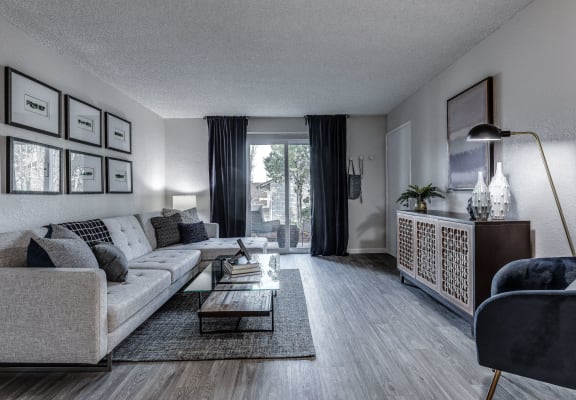 a living room with a couch and a coffee table