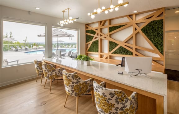 Living room with a view at Arbor Heights, Tigard, OR
