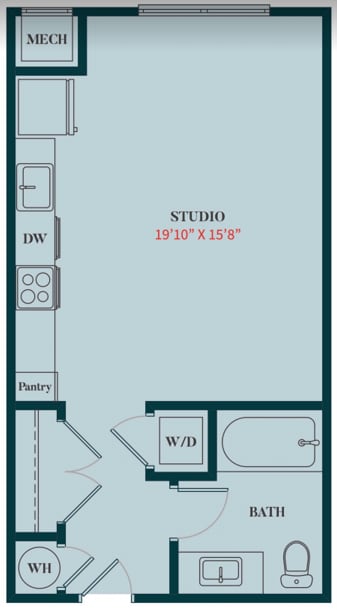 S2 - Studio Apartment Floor Plan Design - 499 sq. ft. - Apartments in Des Plaines