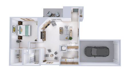  Floor Plan 1 Bed, 1 Bath Lower (A)