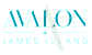 A logo with the text "AVALON" and "JAMES ISLAND" with a white triangle cutting through the middle.