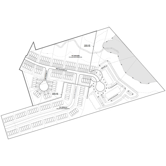 A black and white architectural site plan for a residential complex.