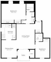 2 Bed 2 bath Floor Plan at The Apartments at Hunters Glen, Frederick
