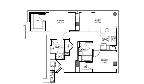 2 bedroom 2 bath Floor Plan C3 at 1919 Market St., Philadelphia