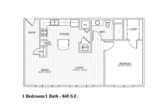 1 Bedroom 1Bath A3 Floorplan at Aventura at Forest Park, St. Louis,Missouri