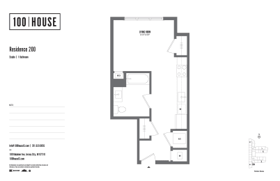 a floor plan of a 100 sq ft house at 100 House Apartments, Jersey City
