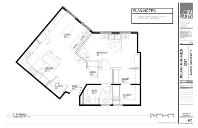  Floor Plan 1 Bed 1 Bath A1
