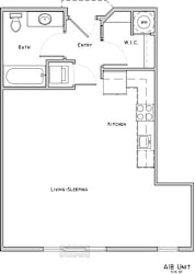 Dewey studio floor plan at Villas of Omaha at Butler Ridge