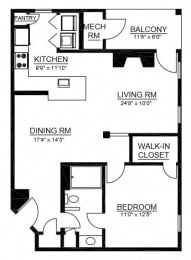  Floor Plan A2  1 Bed 1 Bath