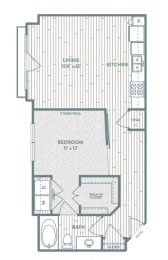 1 bedroom 1 bathroom Paris Floor Plan at Century Lake Highlands, Dallas, TX