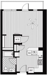 S2 – 0 Bedroom 1 Bath Floor Plan Layout – 573 Square Feet at Vida North Park, San Diego, California