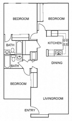Floor Plan  Paseo del Oro 3 Bedroom Floor Plan
