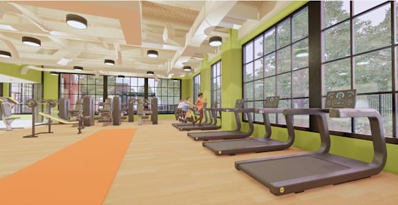 A gym with treadmills and exercise equipment. at University Commons in Pittsburgh, PA