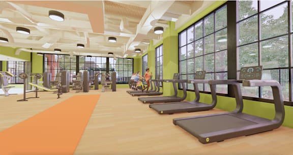 A gym with treadmills and exercise equipment. at University Commons in Pittsburgh, PA