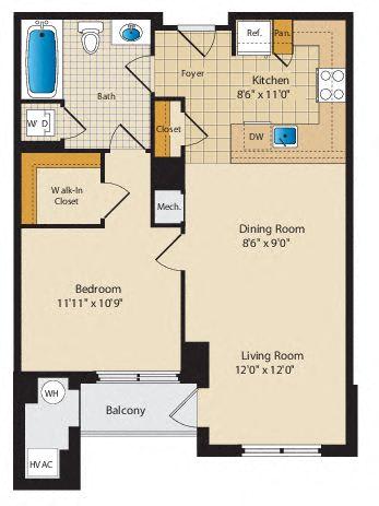 1 bedroom apartments with balcony, Arlington VA