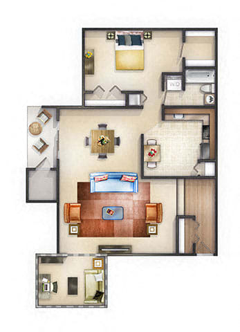 1 bedroom with optional den