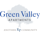 the logo for green valley apartments with a tree and the word green valley