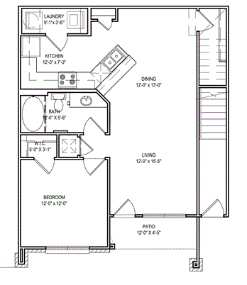 1 bed 1 bath C at Audubon Park Apartment Homes, Louisiana