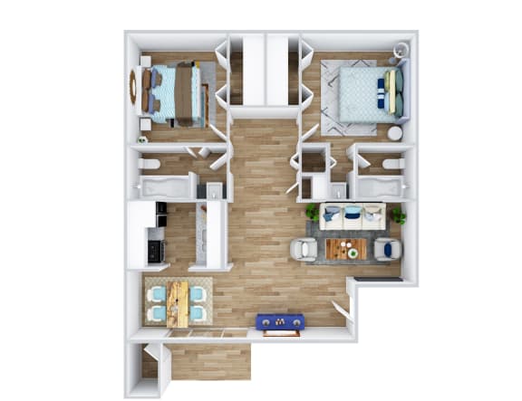 Floor Plan  Paloma Village Two Bedroom Two Bathroom apartment layout