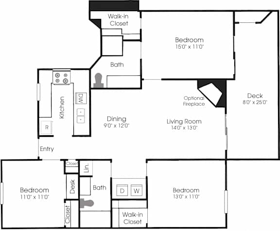 Floor Plan C at The Apartments at Tamar Meadow, Columbia, Maryland