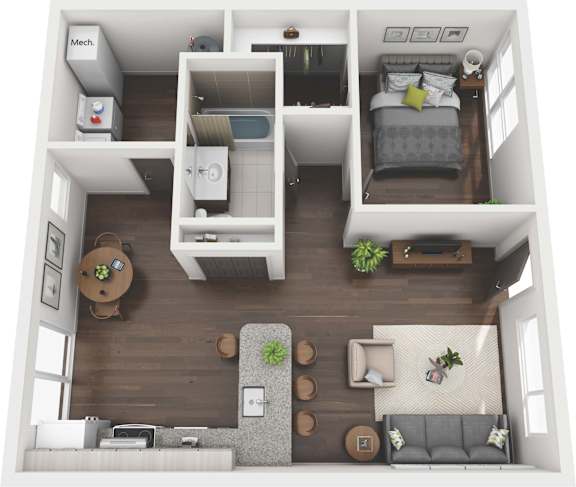 Floor Plan  1x1 Flat A