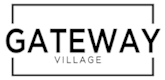 A black and white image with the words "Gateway Village" written on it.