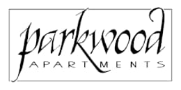 The image is a logo for Parkwood Apartments.