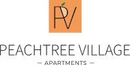 A logo for Peachtree Village Apartments is displayed.