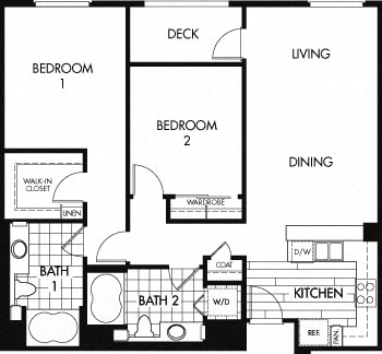 Floor Plan  K 1,108 Sq. Ft. Floor plan at Trio Apartments, California