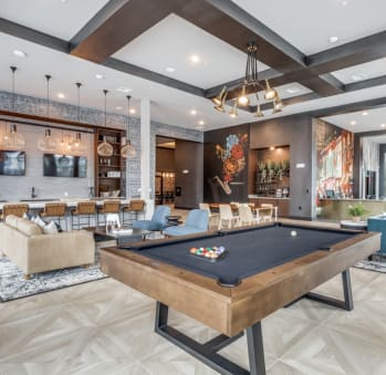 Club Room with Billiards at The Prescott Luxury Apartments in Austin, TX