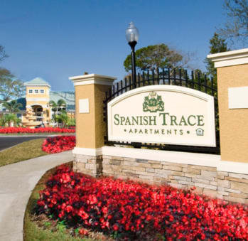 Entrance Sign at Spanish Trace Affordable Apartments in Tampa FL
