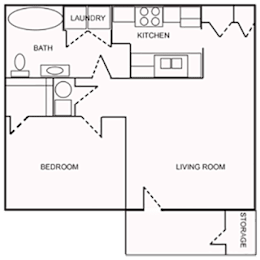 1 Bedroom Floorplan at Salem Place Apartments, Daleville, IN
