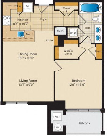 one bedroom apartments with balcony in Arlington VA