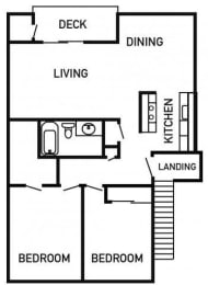 Floor Plan  Francis Park Apartments 2x1 Floor Plan 884 Square Feet
