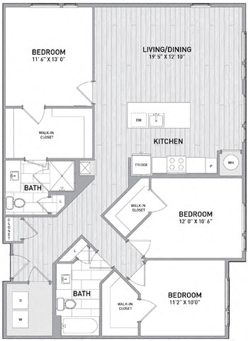 Floor Plan  3 BED 2 BATH Floor Plan at Indigo 301 Apartments, Pennsylvania, 19406