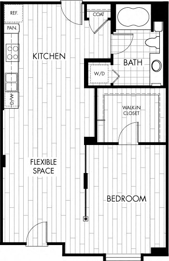 D 898 Sq. Ft. Floor plan at Trio Apartments, California