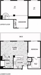 J 1,034 Sq. Ft. Floor plan at Trio Apartments, Pasadena