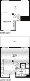 C 740 Sq. Ft. Floor plan at Trio Apartments, Pasadena