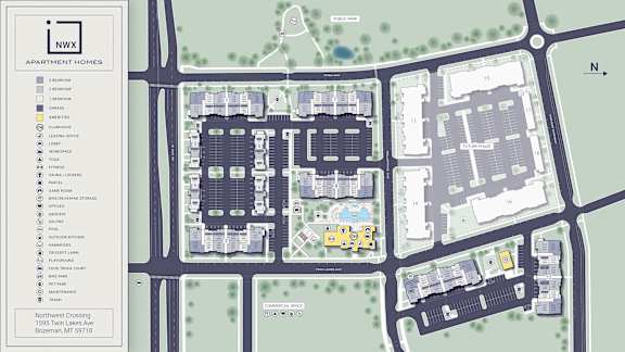 a site plan of a parking lot and other buildings