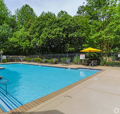 our apartments showcase a swimming pool at SoCO Apartments at Vinings, Smyrna, Georgia