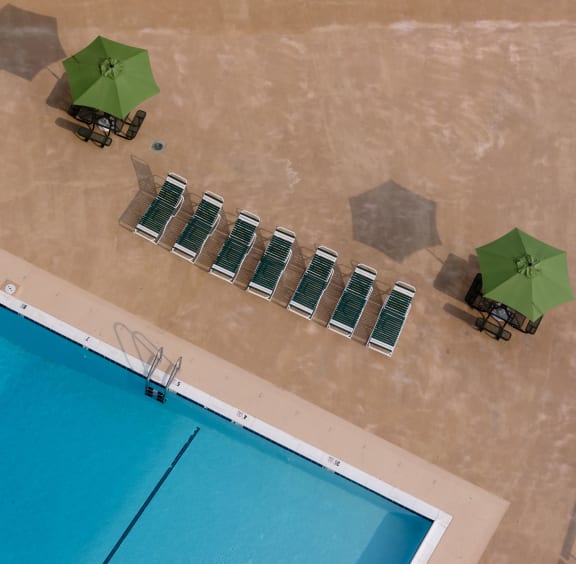 Aerial view of the pool at Hampton Plaza Apartments, Maryland, 21286