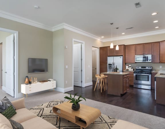 harrison park apartments open concept living room and kitchen