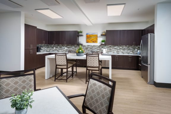 Clubhouse kitchen and seating area