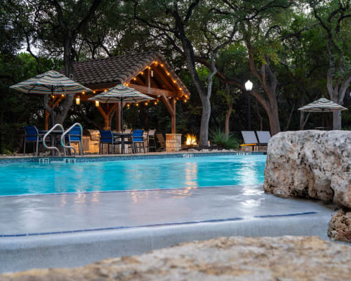 pool in evening at Nalle Woods of Westlake, Austin, TX, 78746