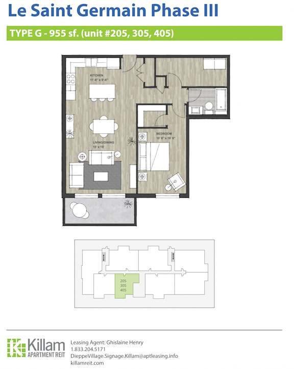 Le Saint Germain Phase III One Bedroom Type G 955 SF