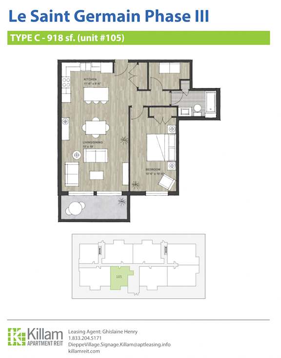Le Saint Germain Phase III One Bedroom Type C 918 SF